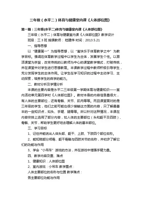三年级（水平二）体育与健康室内课《人体部位图》