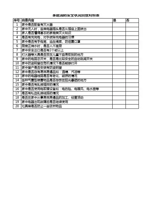 家庭安全自查表