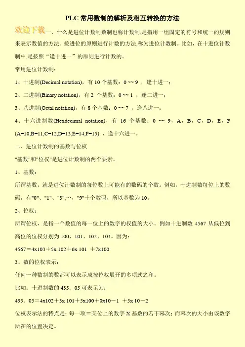 PLC常用数制的解析及相互转换的方法