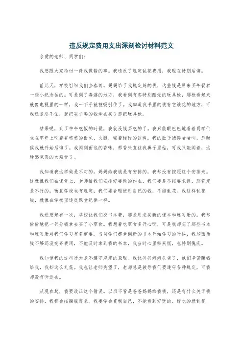 违反规定费用支出深刻检讨材料范文