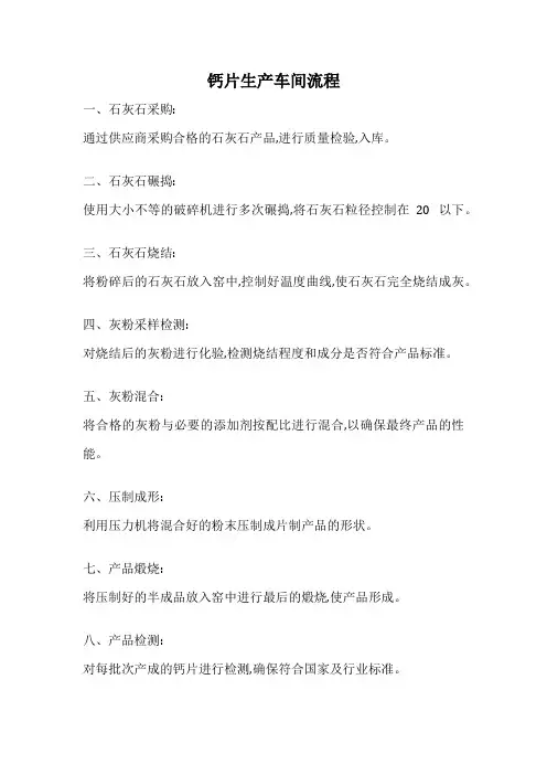 钙片生产车间流程