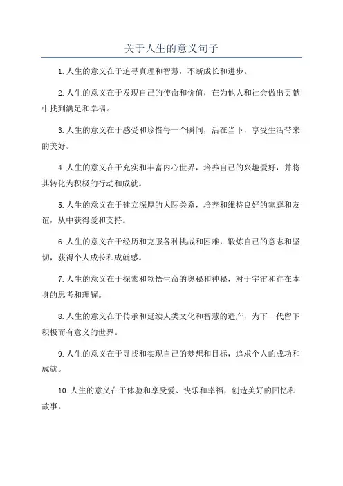 关于人生的意义句子