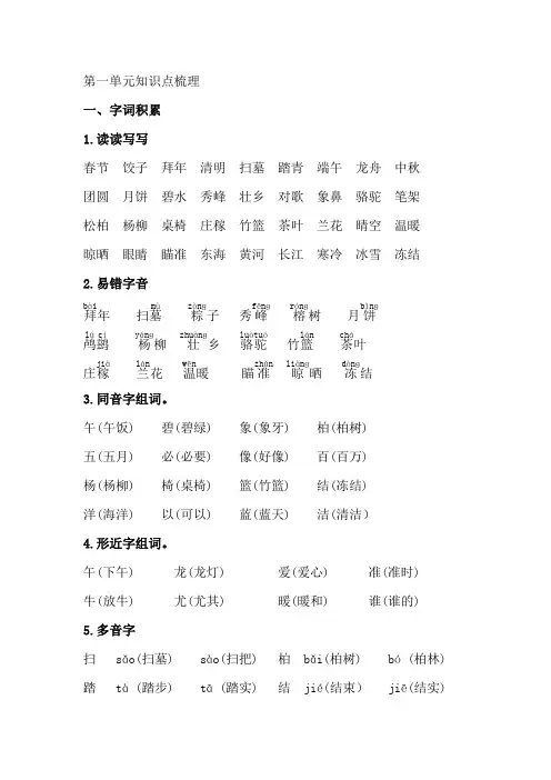 苏教版二年级下册语文知识点