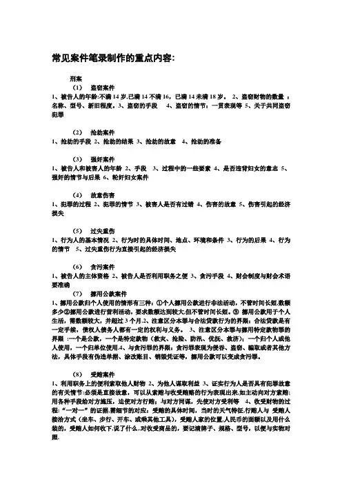 常见案件笔录制作的重点内容【范本模板】