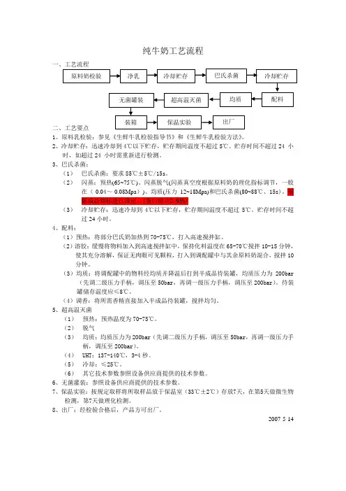 1纯牛奶工艺流程