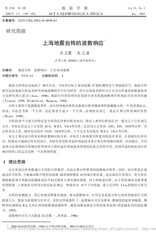 上海地震台阵的波数响应