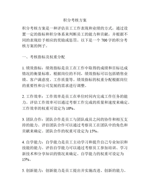 积分考核方案