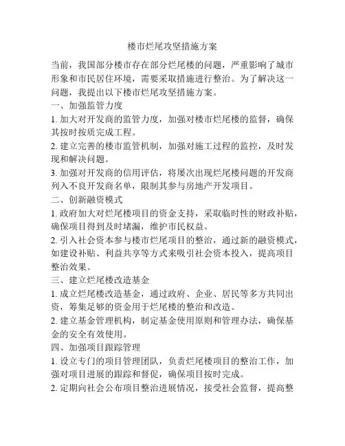 楼市烂尾攻坚措施方案