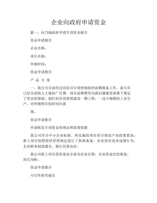企业向政府申请资金