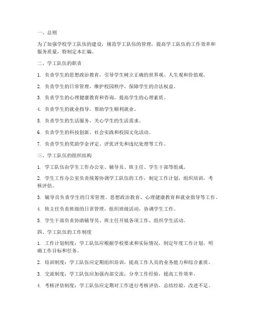 学工队伍工作制度汇编范本