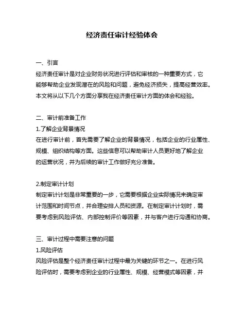 经济责任审计经验体会