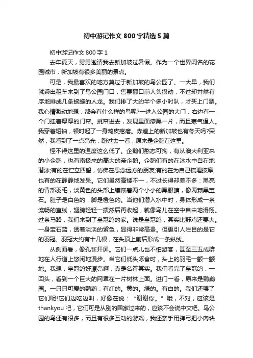 初中游记作文800字精选5篇