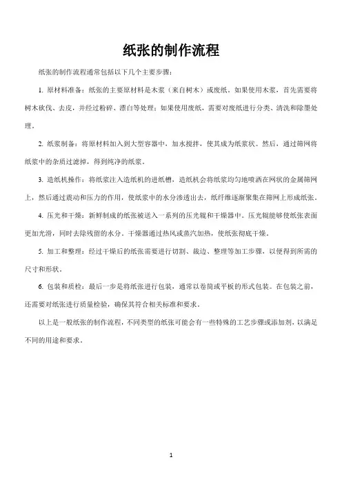 纸张的制作流程