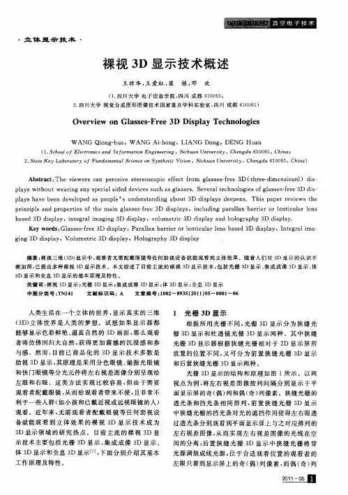 裸视3D显示技术概述