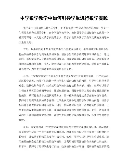 中学数学教学中如何引导学生进行数学实践