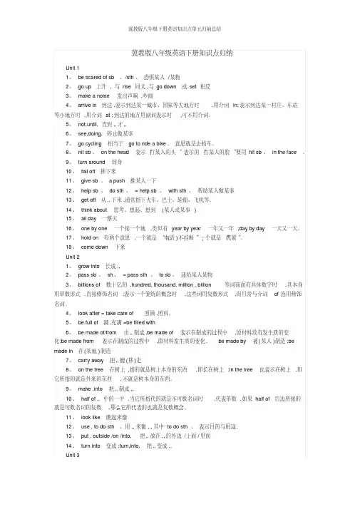 冀教版八年级下册英语知识点单元归纳总结