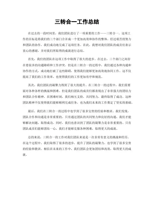 三转合一工作总结