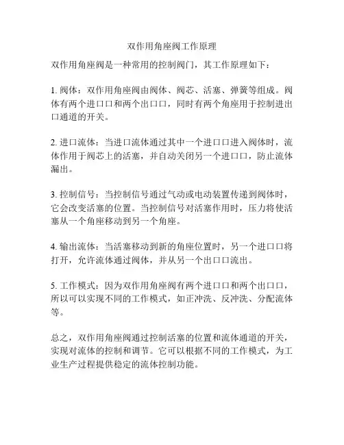 双作用角座阀工作原理