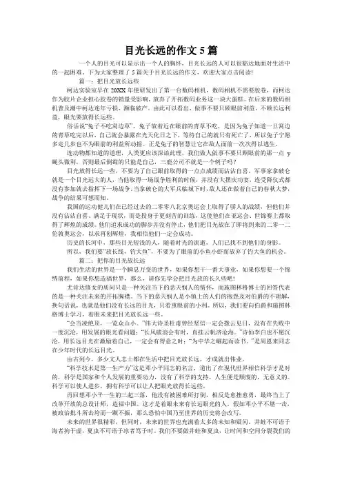 目光长远的作文5篇