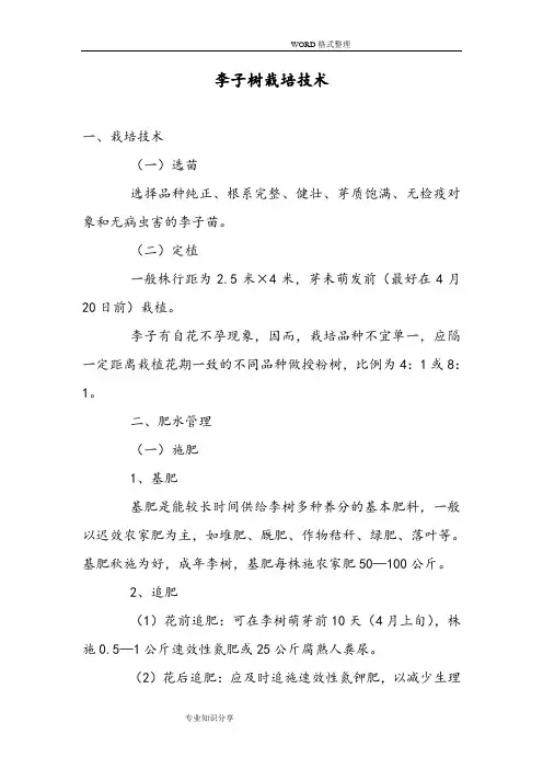 李子树栽培技术