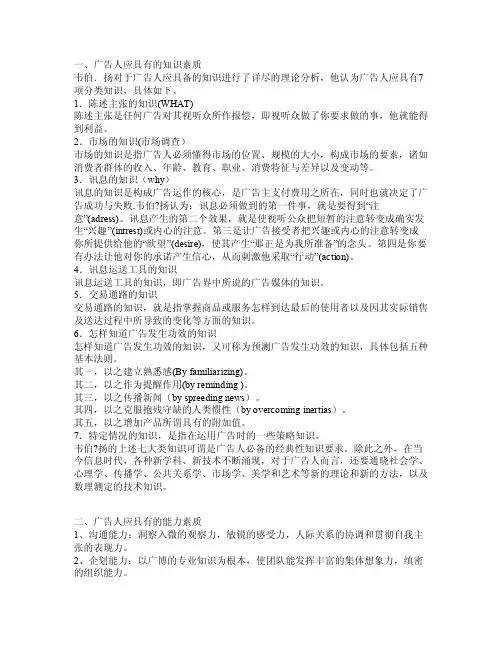 一、广告人应具有的知识素质
