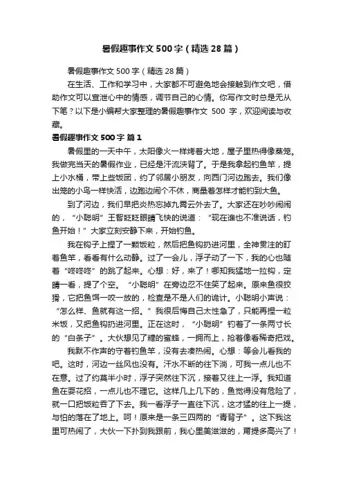 暑假趣事作文500字（精选28篇）