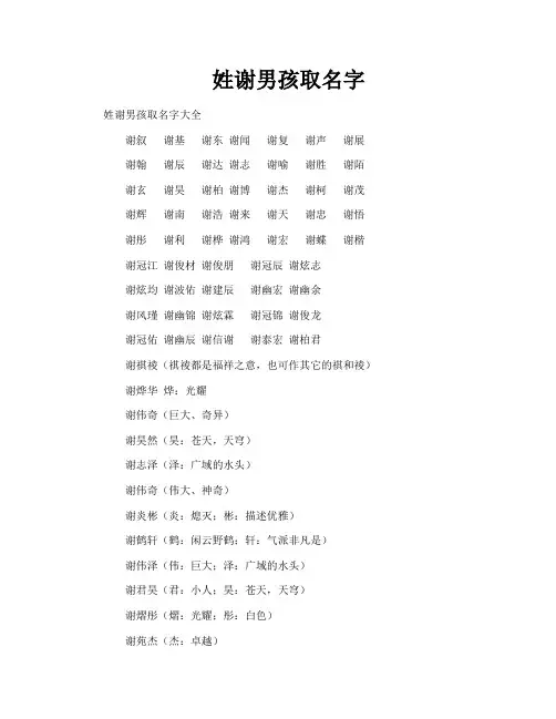 姓谢男孩取名字