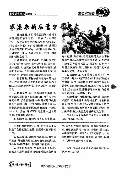 枣果采摘后管护七步走