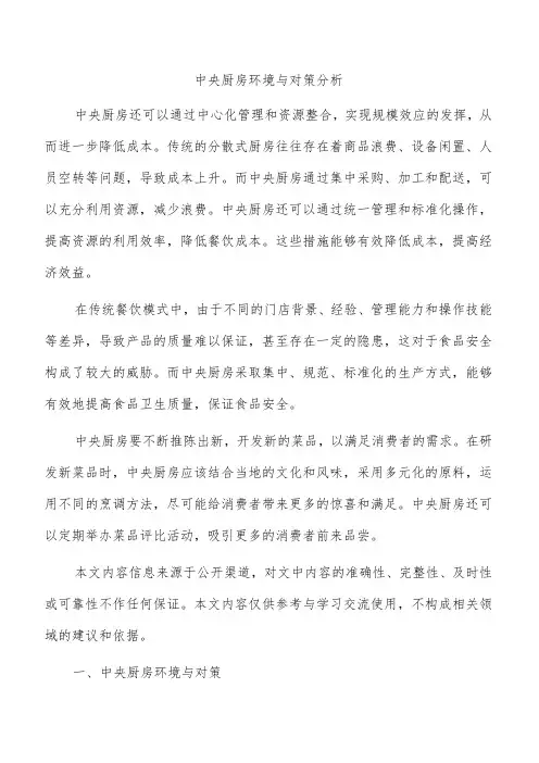中央厨房环境与对策分析
