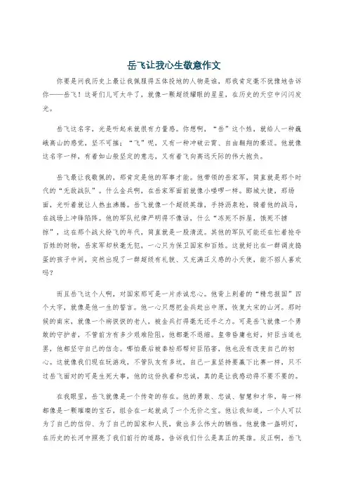 岳飞让我心生敬意作文