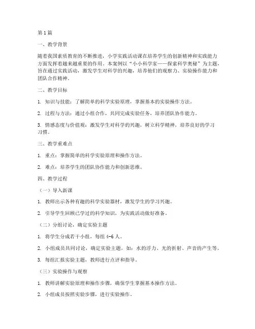 小学实践活动课教学案例(3篇)