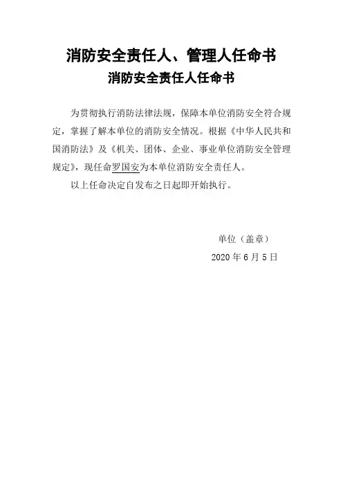 2.消防安全责任人、管理人任命书
