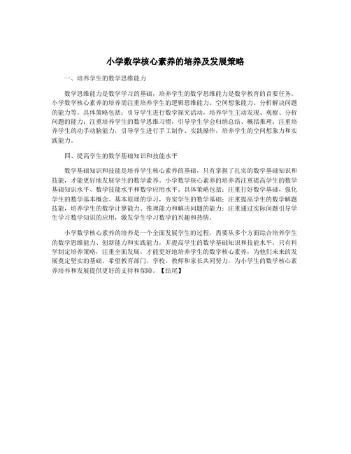 小学数学核心素养的培养及发展策略