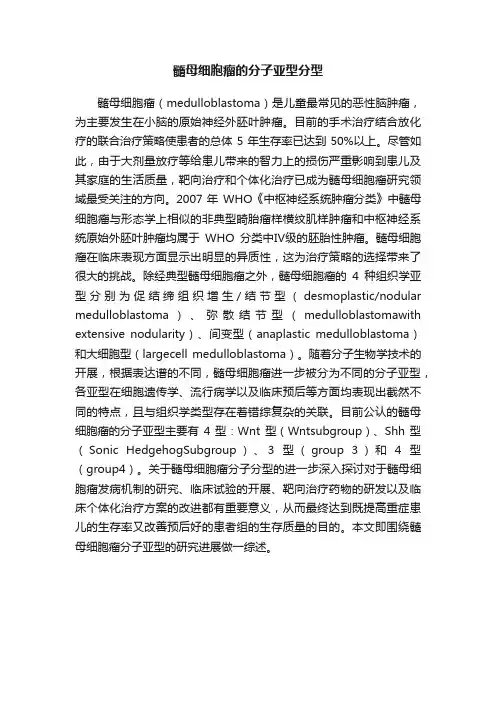 髓母细胞瘤的分子亚型分型