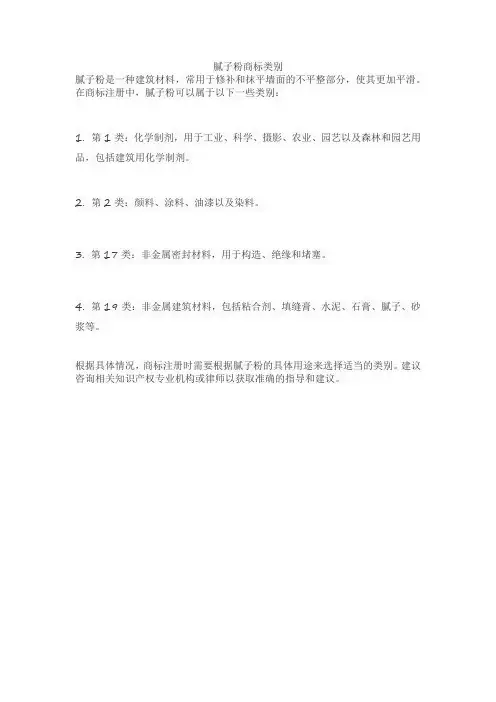 腻子粉商标类别
