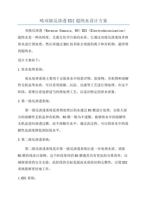 吨双级反渗透EDI超纯水设计方案