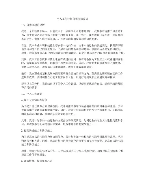 个人工作计划自我现状分析