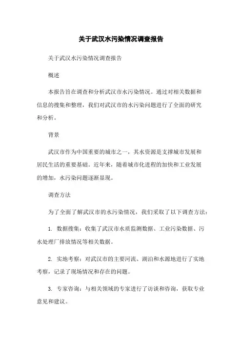 关于武汉水污染情况调查报告