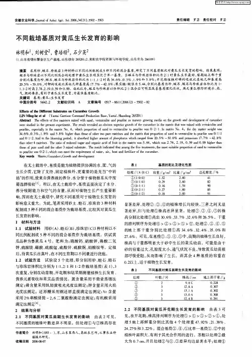 不同栽培基质对黄瓜生长发育的影响