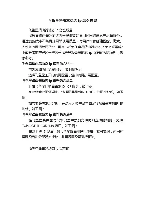 飞鱼星路由器动态ip怎么设置
