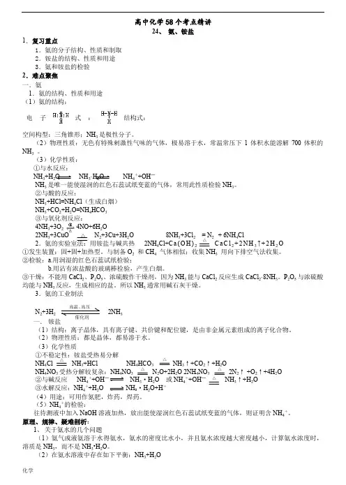 高中化学58个精讲-(24)-氨、铵盐