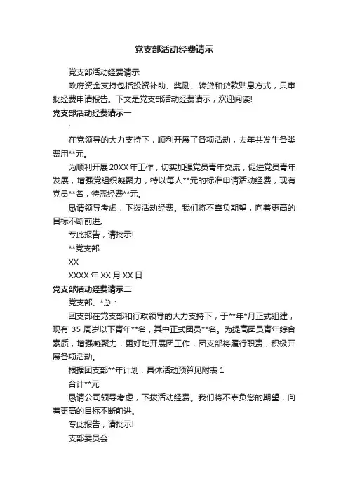 党支部活动经费请示