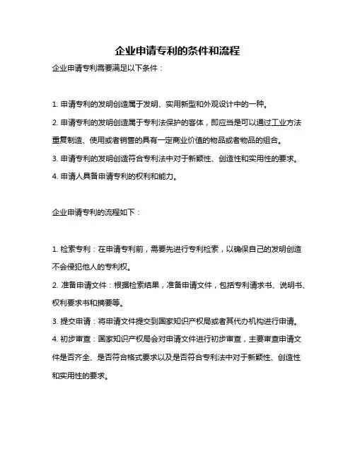 企业申请专利的条件和流程