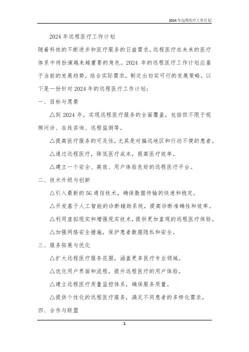 2024年远程医疗工作计划
