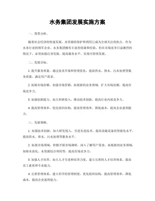 水务集团发展实施方案