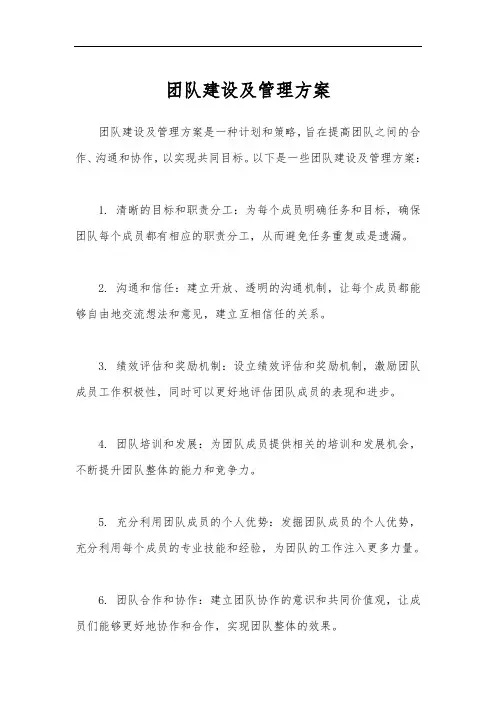 团队建设及管理方案