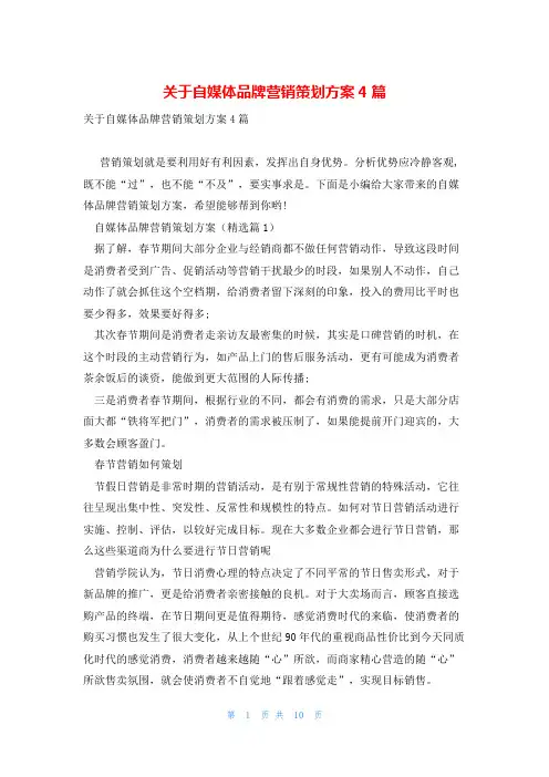 关于自媒体品牌营销策划方案4篇