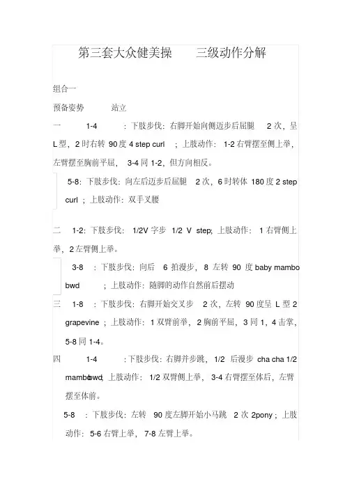第三套大众健美操三级动作分解