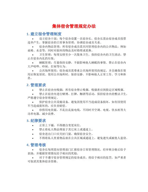 集体宿舍管理规定办法