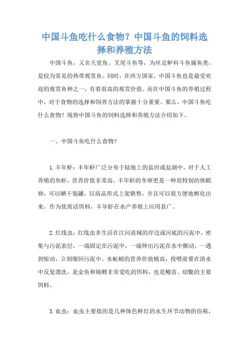 中国斗鱼吃什么食物？中国斗鱼的饲料选择和养殖方法